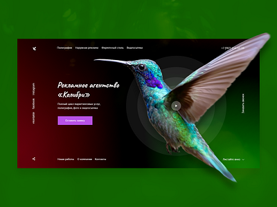 Marketing agency main page concept ad agency bird colibri concept marketing nature
