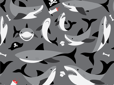 Sharks! illustration pattern