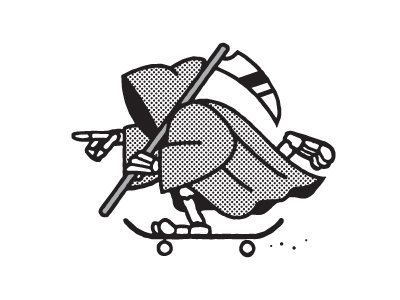 Ride Fast, Live Long illustration reaper skateboarding vector
