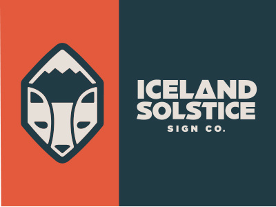 Iceland Solstice badge fox lettering logo