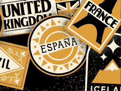World Traveler illustration texture typography vintage
