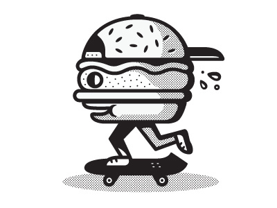Skateburger burgers illustration skateboarding