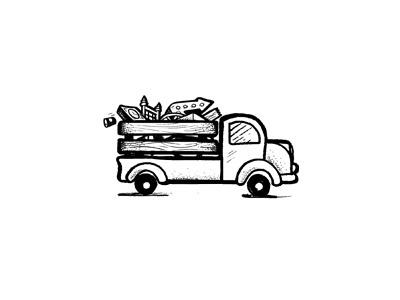 Load up hand drawn illustration truck