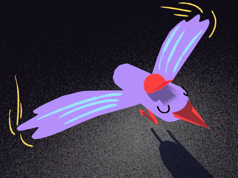 Birdie 3d aftereffects animation bird cinema4d flying gif illustration illustrator loop stylized wings