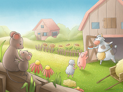 Illustration for "The Love Book" animal book children children illustration childrens book family farm illustration kids love mice mouse