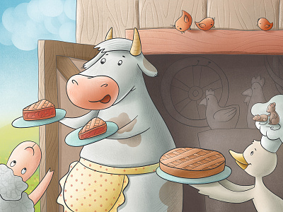 Illustration for "The Love Book" animal book illustration children children illustration childrens book cow duck farm illustration mouse nature sheep