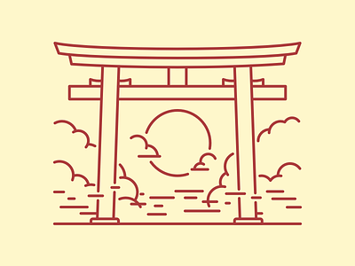 Divine Gate in the Sky illustrations japan japanese culture line illustration monoline