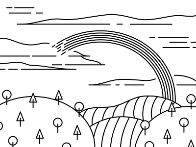 Rainbow Upon Hills illustration line illustration monochrome nature rainbow