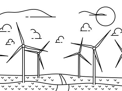 Wind Turbines illustration line illustration lineart turbine vector wind turbine windmill