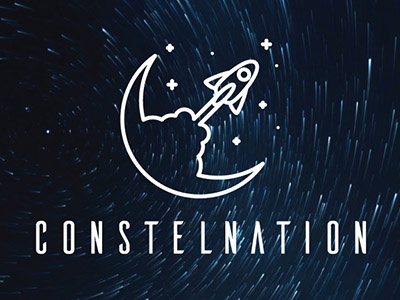 Constelnation Logo Design logo logo design moon outer space planet rocket rocket logo space space logo spacecraft spaceship star