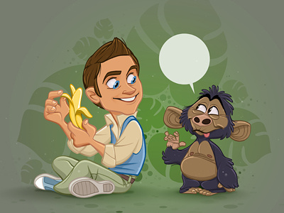 Yes! We Have No Bananas ape banana cartoon character cute design drawing illustration jungle monkey photoshop sketch