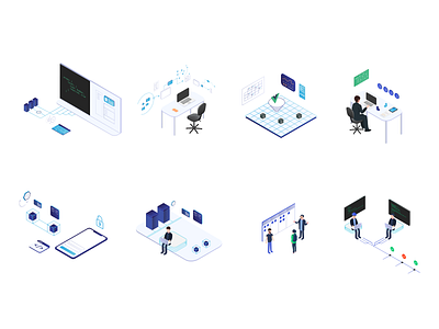 Set of IT Illustration blue branding design illustration interaction minimalism ui