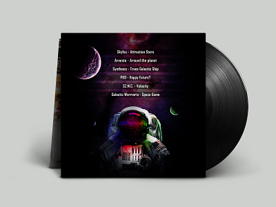 Vinyl Album Cover "Best Of Space Disco" Back Design album art album cover art album cover design cover artwork futuristic music purple space