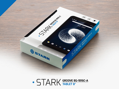 STARK Tablet - Front Box-Design Presentation blue box box design cover design package design packaging mockup stark tablet