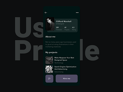User Profile | Daily UI app dailyui dark darkmode ios profile sketch ui uidesign user