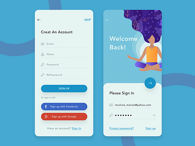 Meditation Sign In Sign Up concept