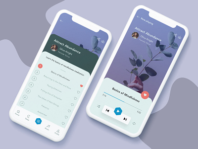Post and Music Player mobile app concept app clean design ios meditate meditation music player post sketch ui uidesign