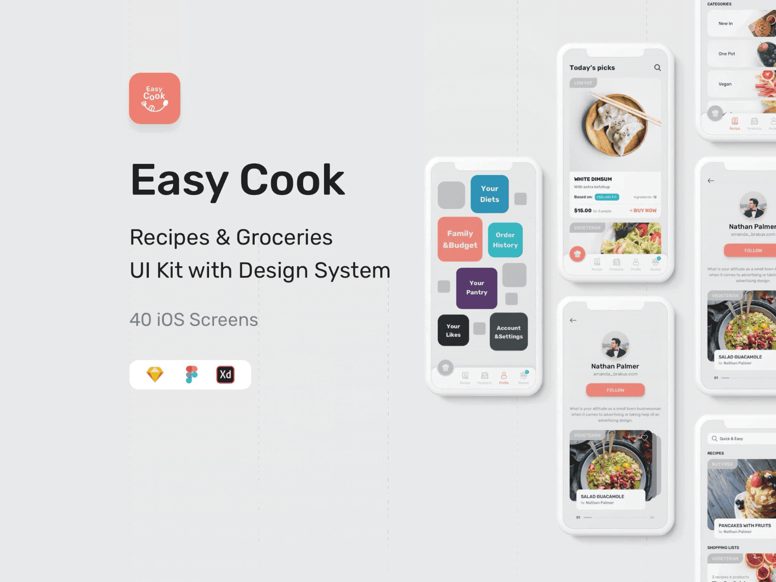 EasyCook Recipes & Groceries concept animate animation app clean cook design grocery ios principle recipe sketch ui uidesign