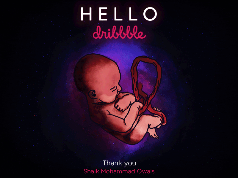 Hello Dribbble! animation baby blue design digital art hello dribbble illustration motion space stars