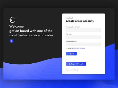 Sign Up page - Daily UI 001 account blue branding dailyui dailyui001 design goldenratio gradient login signup ui ux waves web design