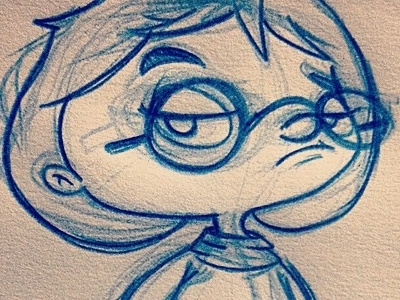 Me. character concept girl glasses grin kid sketch