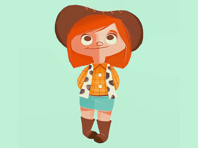 Woody characte design illustration kids redhair story toy