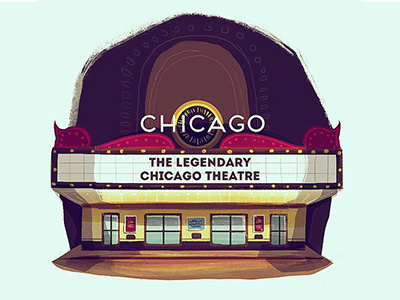 Chicago Theatre. art chicago concept draw illustration legendary places sketch theatre vintage