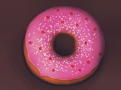 Pink Donut. bakery donut donuts food glass illustration painting pink sugar