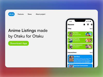 Anime Listing App (ALA) Landing. DailyUI Day 3 dailyui design logo typography ui ux web