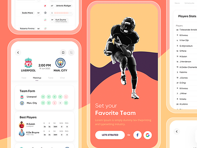 Kick off app ui kit app design football football club graphics icons interface ios landing sketch soccer soccer app ui ux website