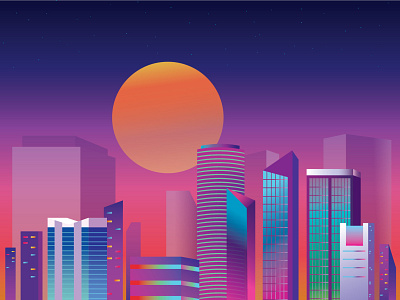 Night Cityscape cityscape dawn design dusk graphic design illustration sunset vector