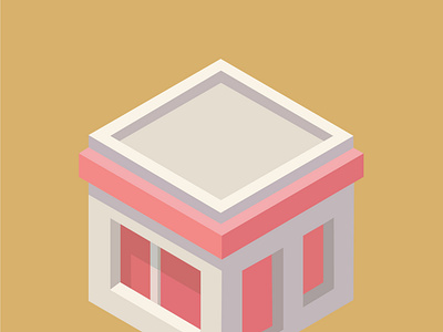 Squared Up! 3d building graphic design illustration isometric pink simple square building yellow
