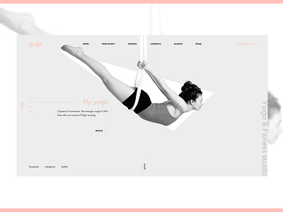 GaGa - Fitness studio clean fitness pink ui ux website white yoga
