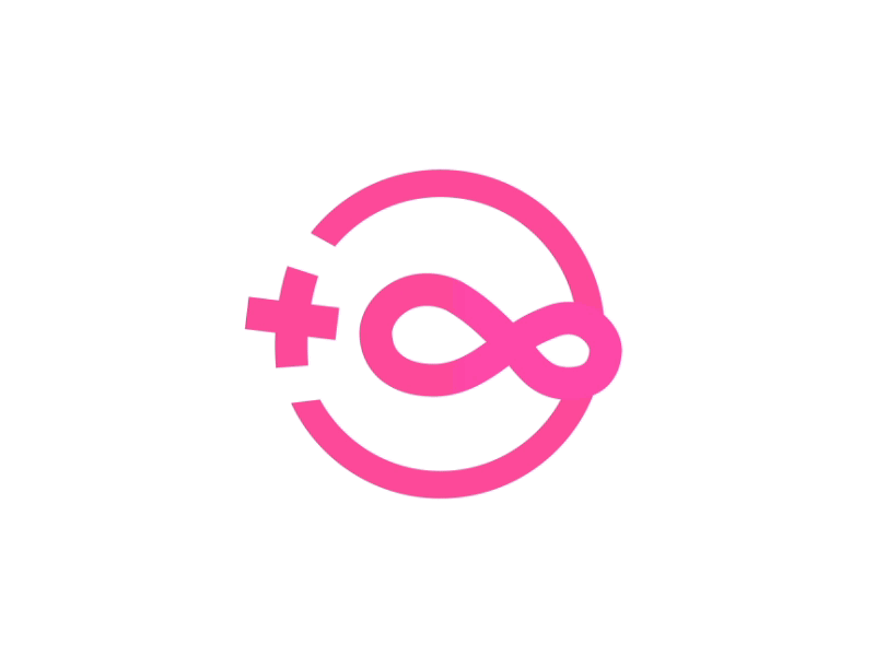 New logo for PLUS8 studio animation gif infinity logo logotype magenta motion pink purple sign strokes