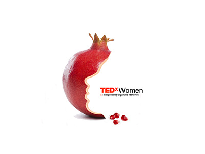 TEDx Women event logo design event image curator logo pomegranate ted tedx tedxwomen