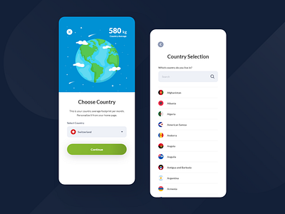Choose Country app carbon choose country design footprint mobile select ui