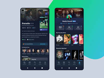 Letterboxd — Movie & Profile Concept android app concept dark mode google pixel gradient letterboxd mobile app movie movie app profile redesign ui ui ux