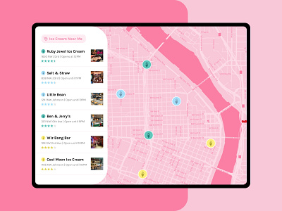 Daily UI 029 :: Map 029 daily ui daily ui 029 day 029 ice cream map mapping ui