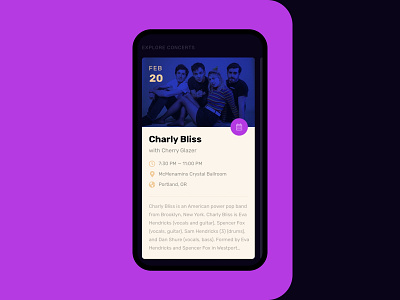 Daily UI 070 :: Event Listing 070 charly bliss concert daily ui daily ui 070 day 070 event listing