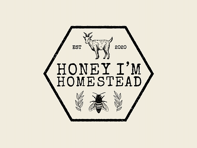 Honey I'm Homestead | Logo animals bees digital art farm farm animals farm logo goats homestead honey logo logo logo design procreate
