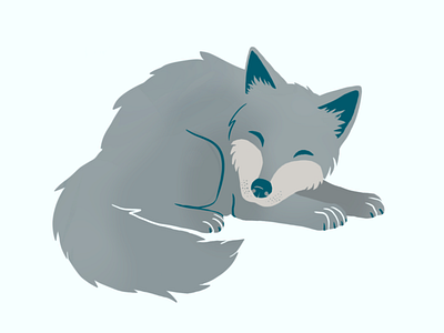 Sleeping Wolf animals illustration procreate wolf