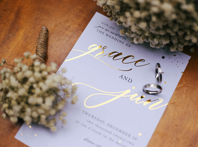 Wedding Invitation (Actual Photo of Foil Pressed Layout) card design graphic design invitation minimalist modern typography vector wedding
