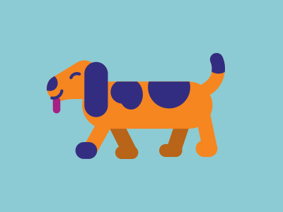 fun simple woof animal cute dachshund design dog flat happy illustration kids orange vector