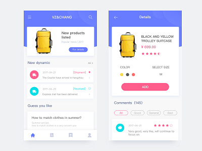 Online shopping color shopping ui ux