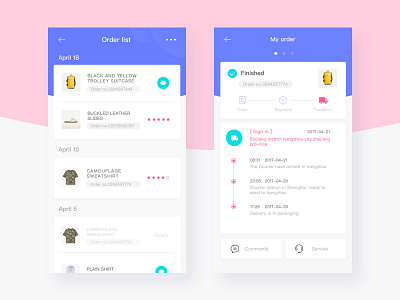 Online shopping-2 color courier order ui ux