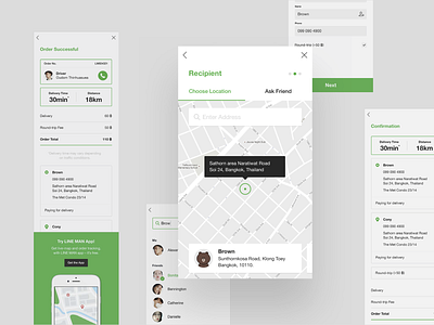 LINEMAN app clean delivery green minimalistic mobile mobile app mobile ui