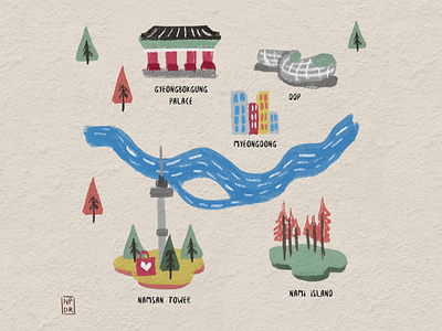 Seoul Map editorial illustration illustration