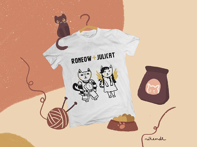 Romeow & Julicat cat freehand drawing illustration procreate procreate app procreate art shirt shirt design tshirt tshirt art tshirt design