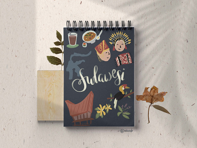 Sulawesi Notebook adobe photoshop book cover cultural editorial illustration editorial layout ethnicity freehand drawing illustration indonesia indonesia designer indonesian culture notebook notebook mockup sulawesi