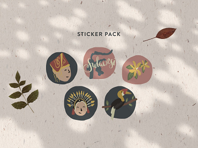 Sulawesi Sticker Pack adobe photoshop cultural freehand drawing illustration indonesia indonesian culture